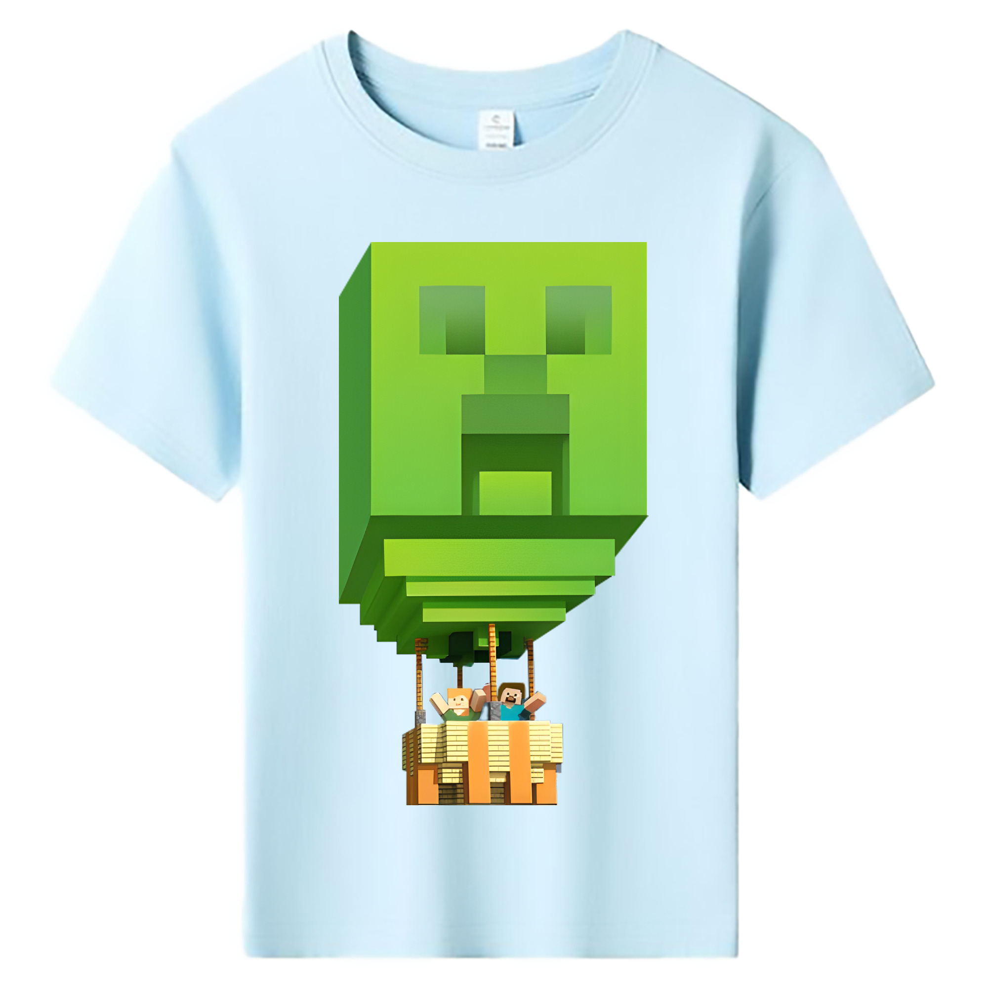 （画像用） マインクラフト ブロックの世界 Minecraft MC Block world 綿100％キッズTシャツ（フロントプリント）